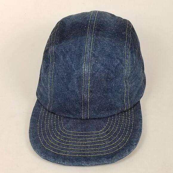 Samurai Jeans Hat Cap Fitted Mens Blue Denim Workwear Made in Japan Otokogi 15oz - Picture 1 of 9